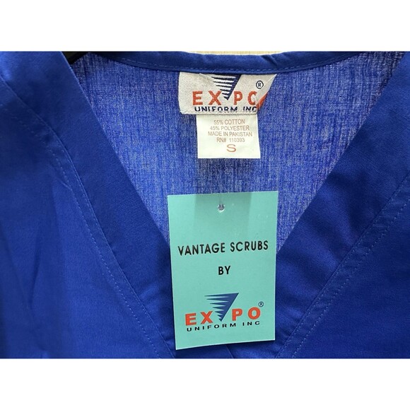 Expo V Neck women size small nurse medical uniform pants and top in royal blue - Picture 11 of 11